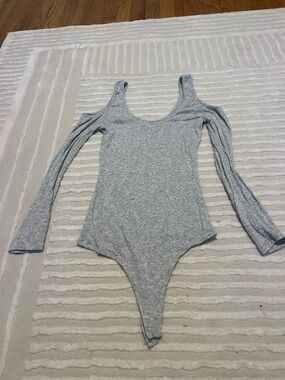 Heather Gray Long Sleeve Scoop Neck Bodysuit